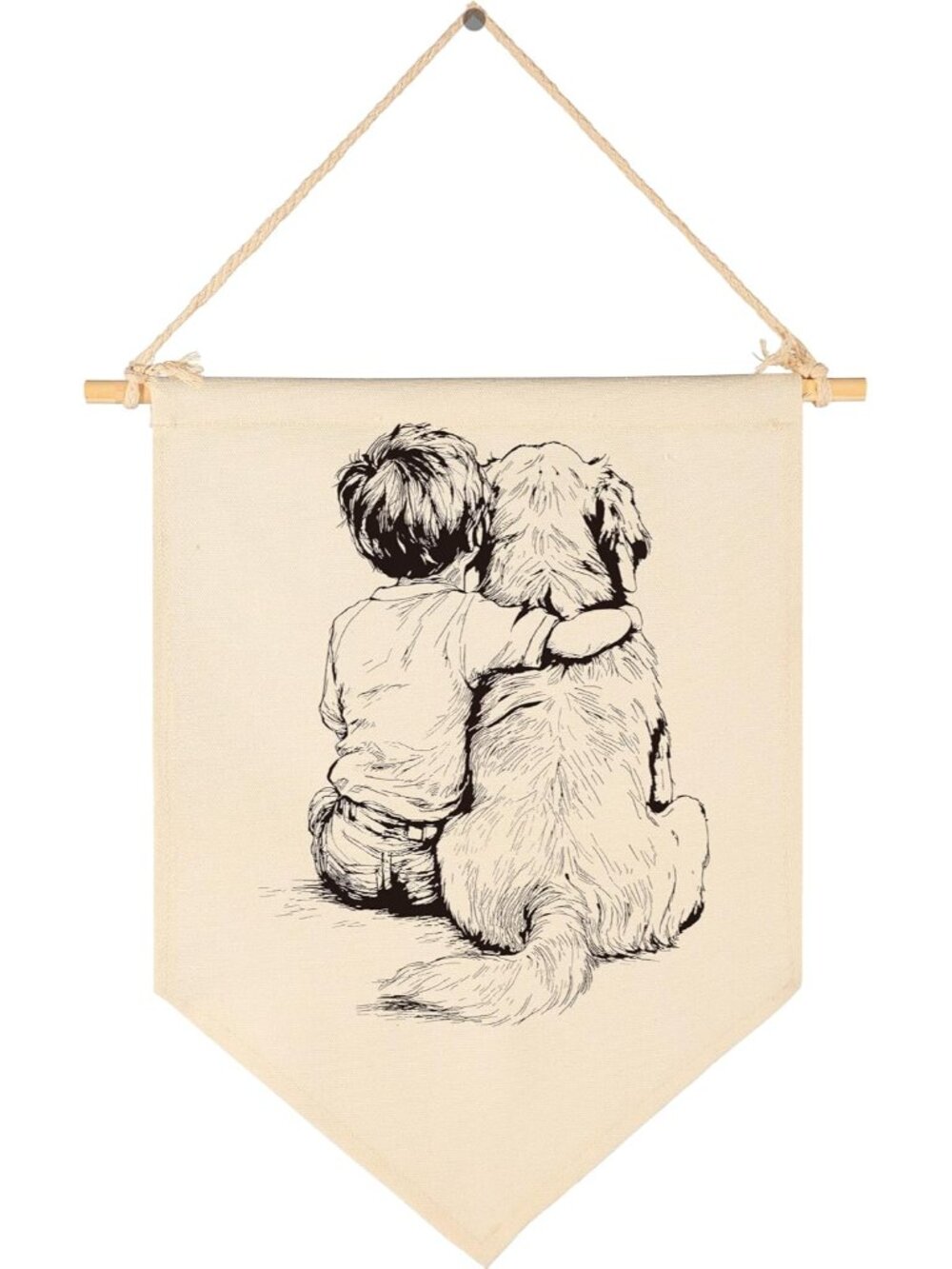 Golden Retriever Wall Decor-Canvas Hanging Banner for a Boy's Bedroom